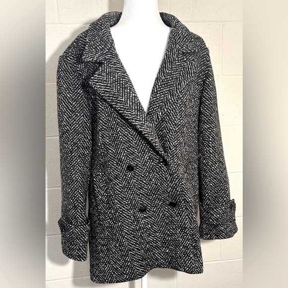 Sherwood Jackets & Blazers - Sherwood Vintage Wool Double Breasted Midi Coat Black and White See Meas.